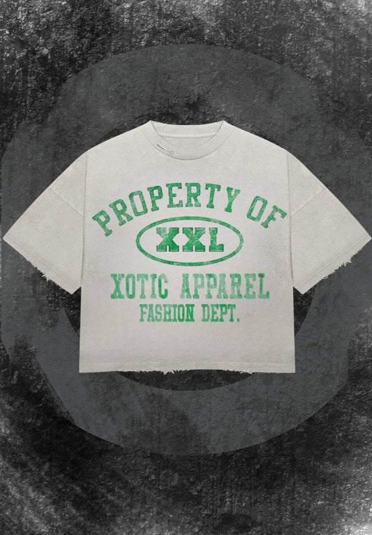 Green "Property of Xotic Apparel" tee