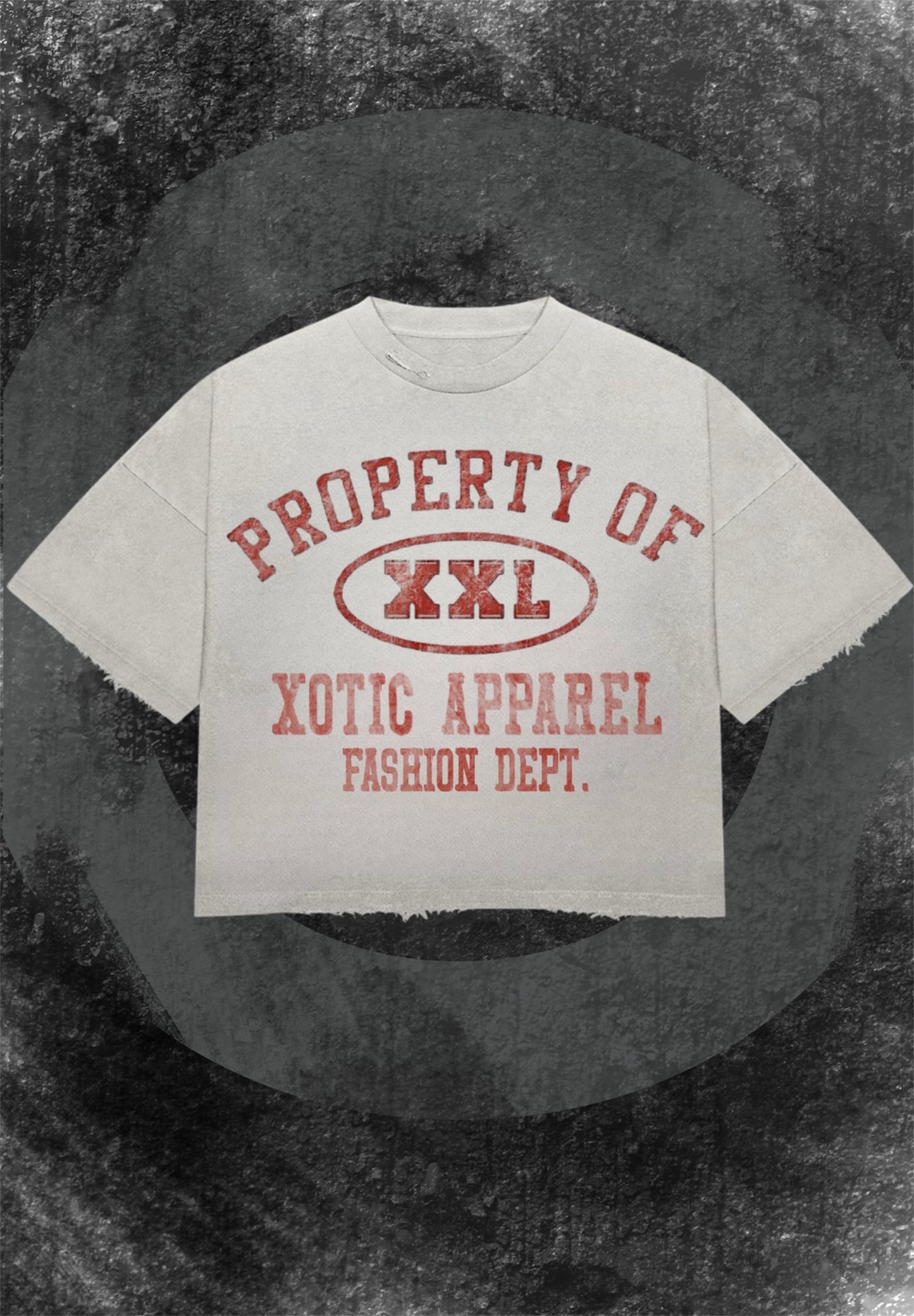 Red "Property of Xotic Apparel" tee