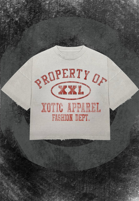 Red "Property of Xotic Apparel" tee